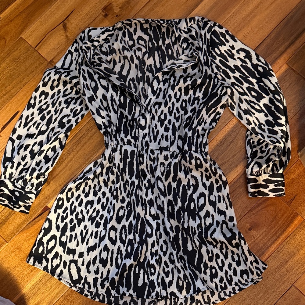 Zara Black and White Animal Print Dress